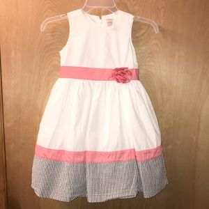 Gymboree White Seersucker Rosette Dress Sz 5